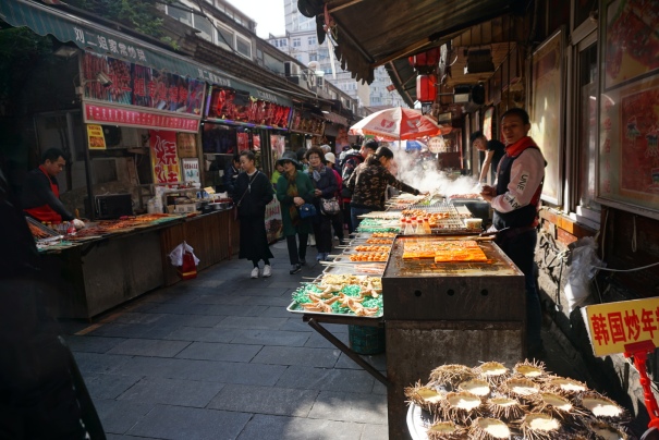 Some of the food vendors along the street